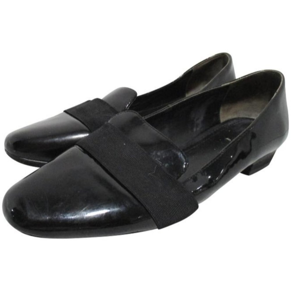 *Pour La Victoire Patent Black Sarina Square Toe Sip On Flats